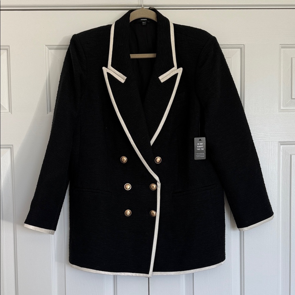 Express Black Blazer with White Trim